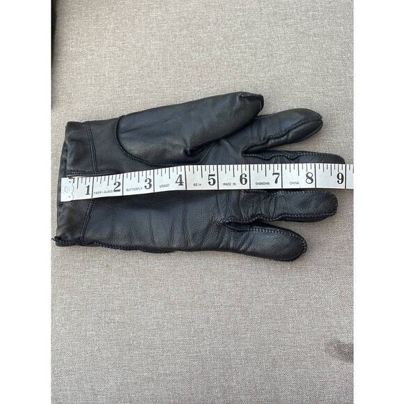 Vintage black leather wide finger sherpa lined gloves size large - Picture 4 of 8
